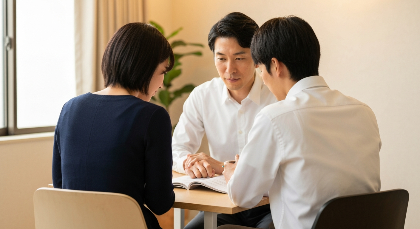 先生と生徒が1対1で丁寧に面談・相談している様子